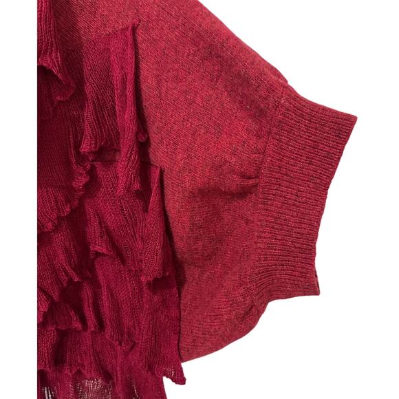 MOTH Wool Blend Red Ruffle Sweater Bohemian Wrap Open Cardigan Size M/L - Picture 3 of 7